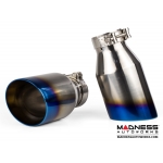FIAT 500 Custom Stainless Steel Exhaust Tips by MADNESS (2) - Blue Flame Tip -  2.5" ID